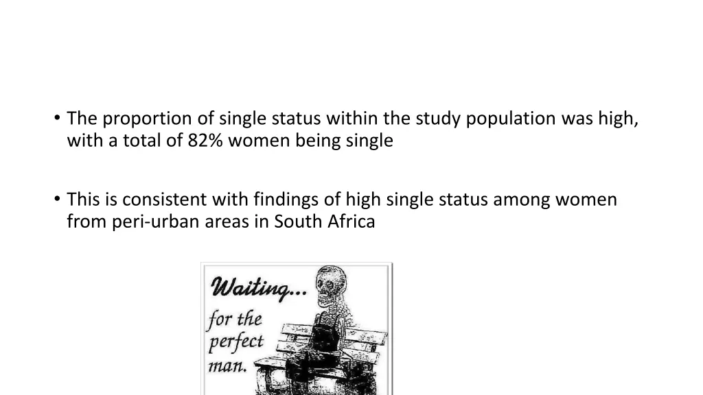 the proportion of single status within the study