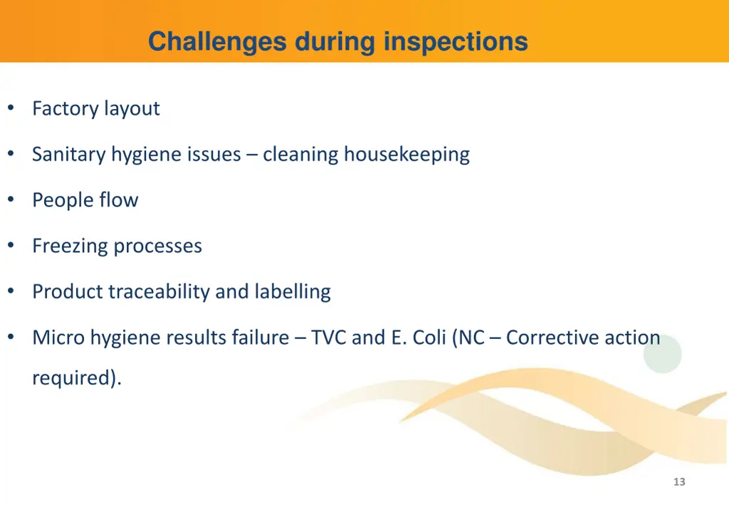 challenges during inspections