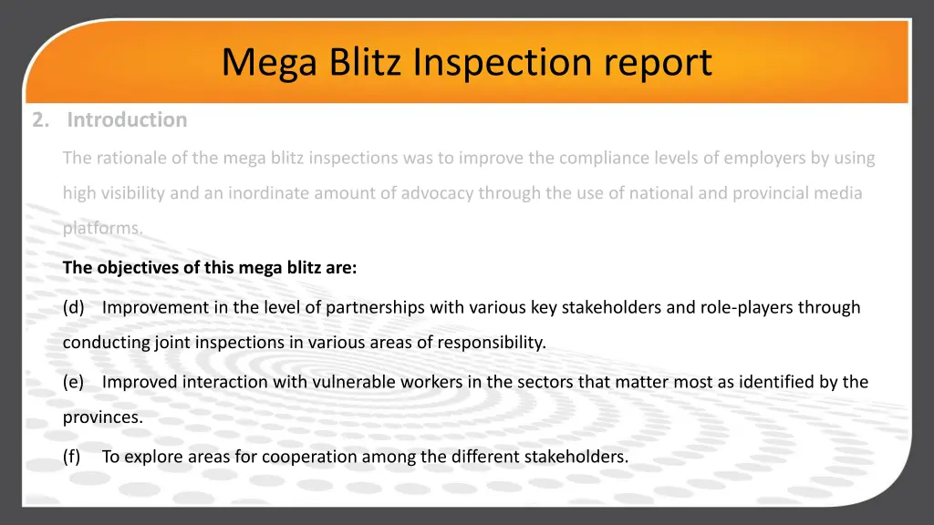 mega blitz inspection report 1