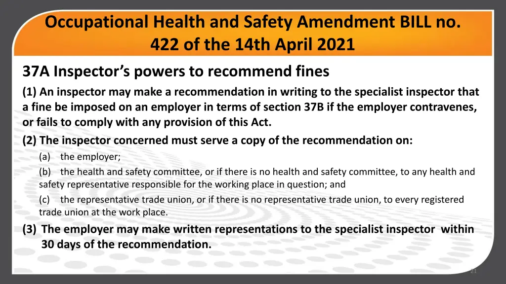 occupational health and safety amendment bill 4