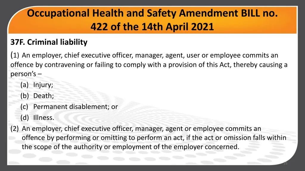 occupational health and safety amendment bill 8