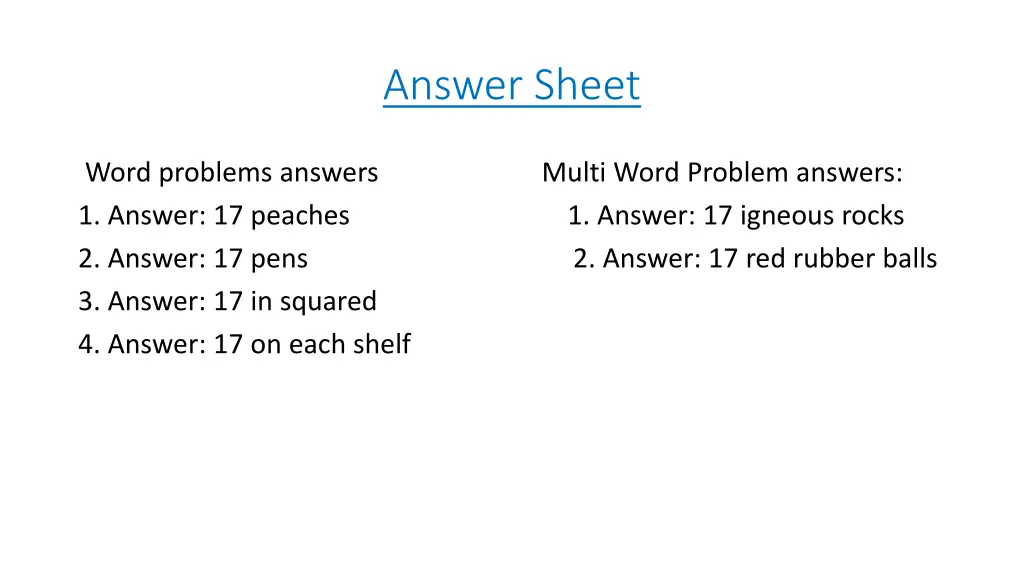 answer sheet