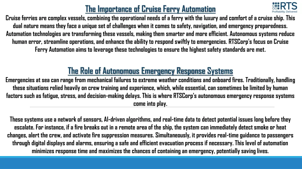 the importance of cruise ferry automation