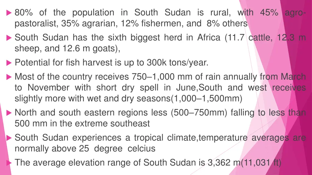 80 of the population in south sudan is rural with