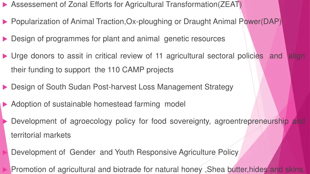 assessement of zonal efforts for agricultural