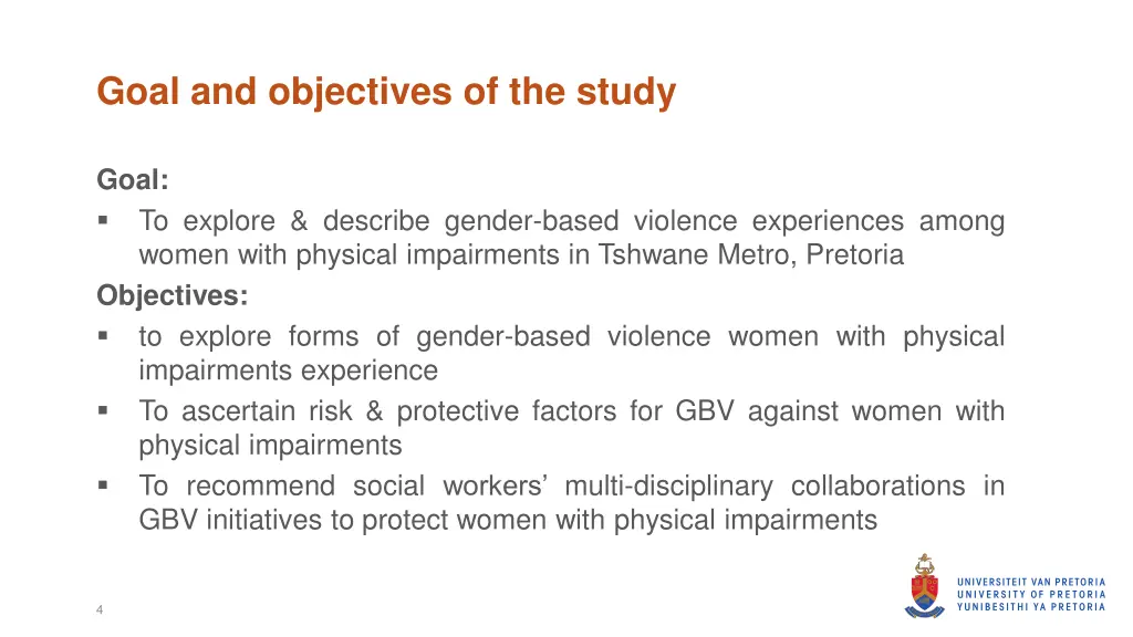 goal and objectives of the study