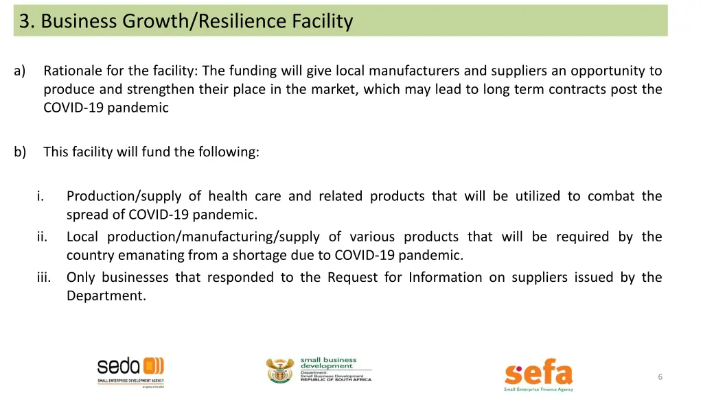 3 business growth resilience facility