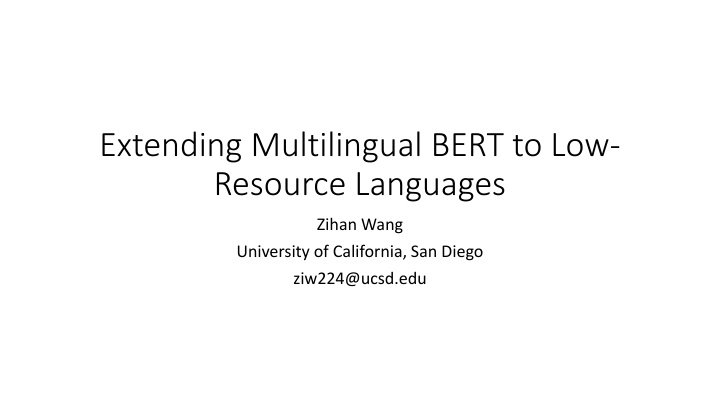 extending multilingual bert to low resource