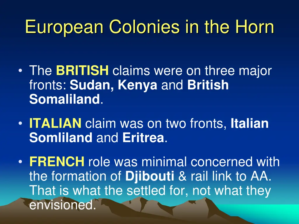 european colonies in the horn