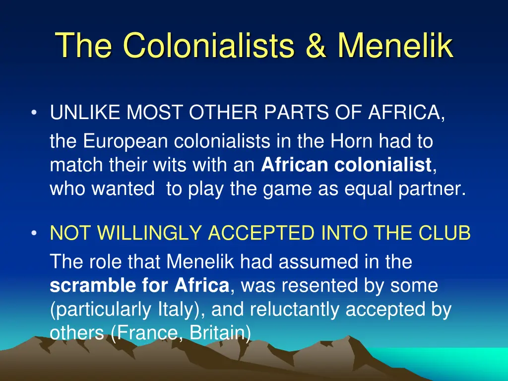 the colonialists menelik