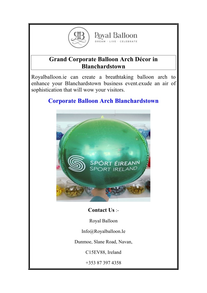 grand corporate balloon arch