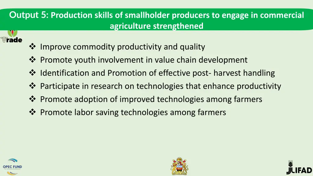 output 5 production skills of smallholder