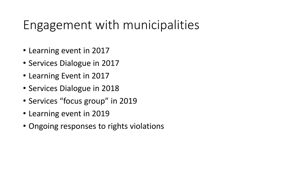 engagement with municipalities