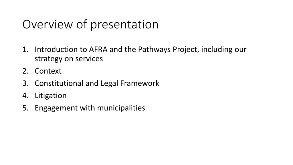 overview of presentation