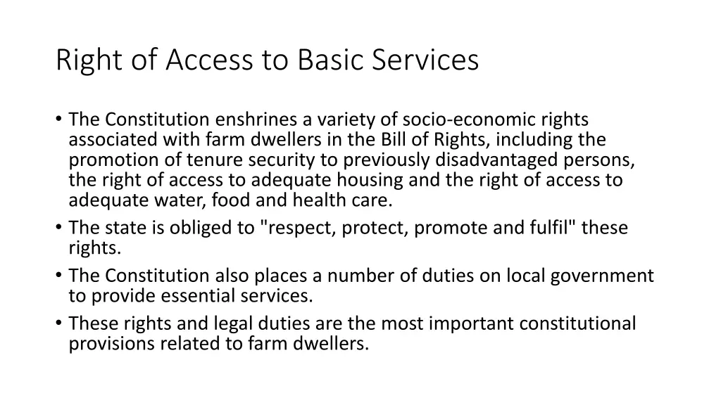 right of access to basic services