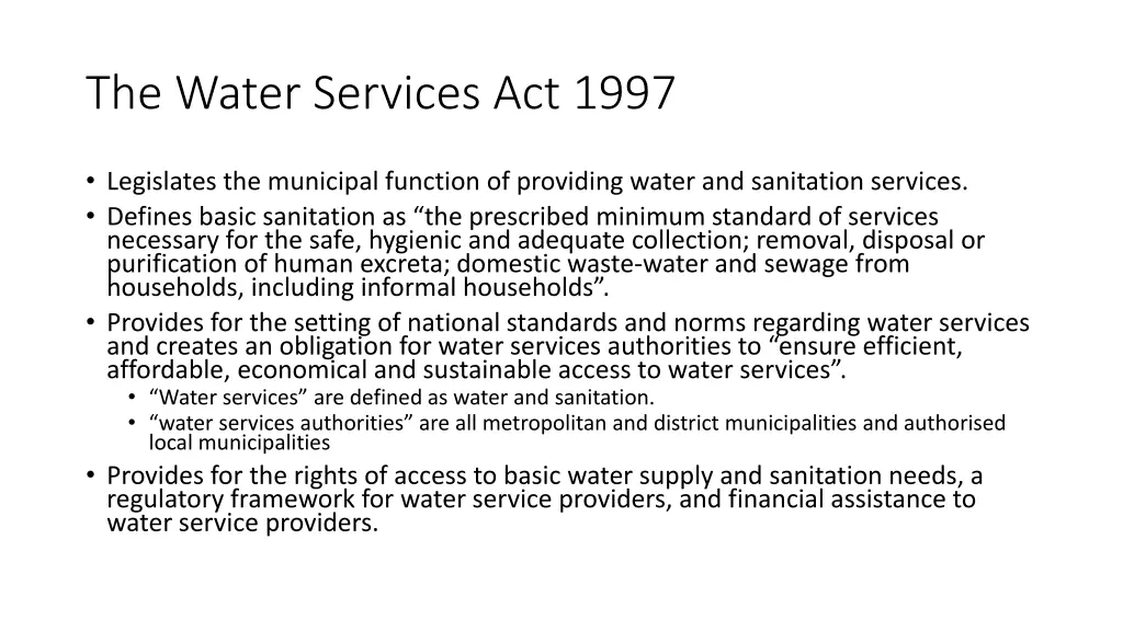 the water services act 1997