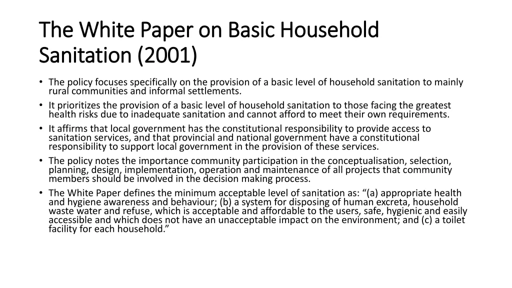 the white paper on basic household the white