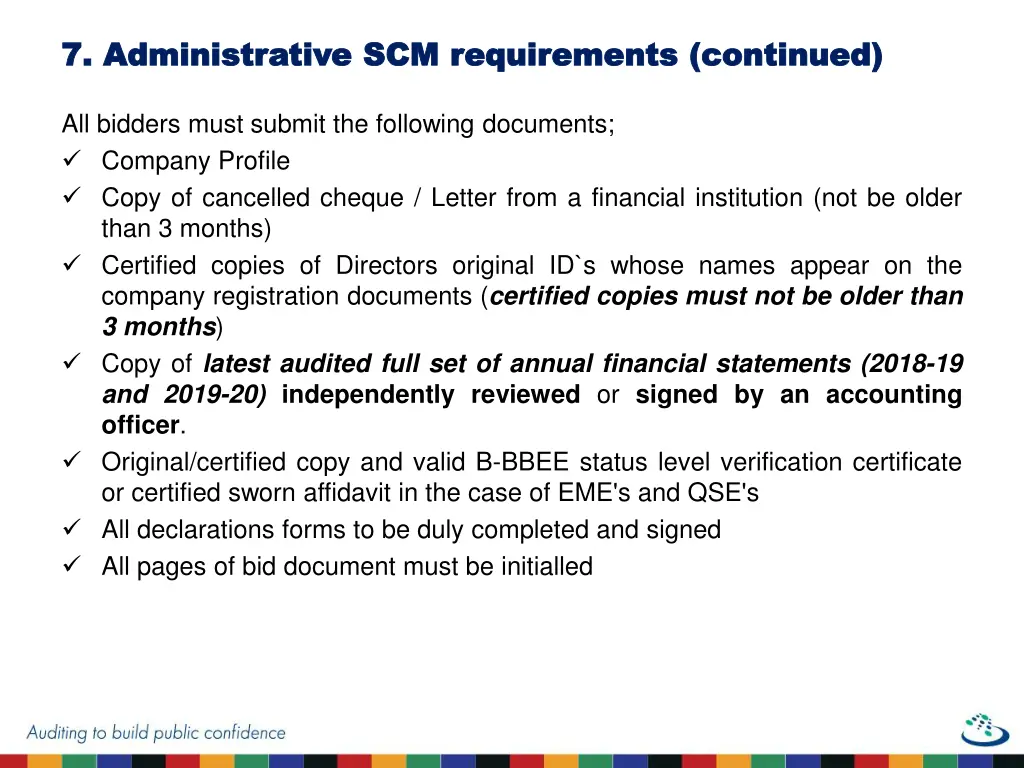 7 7 administrative scm requirements