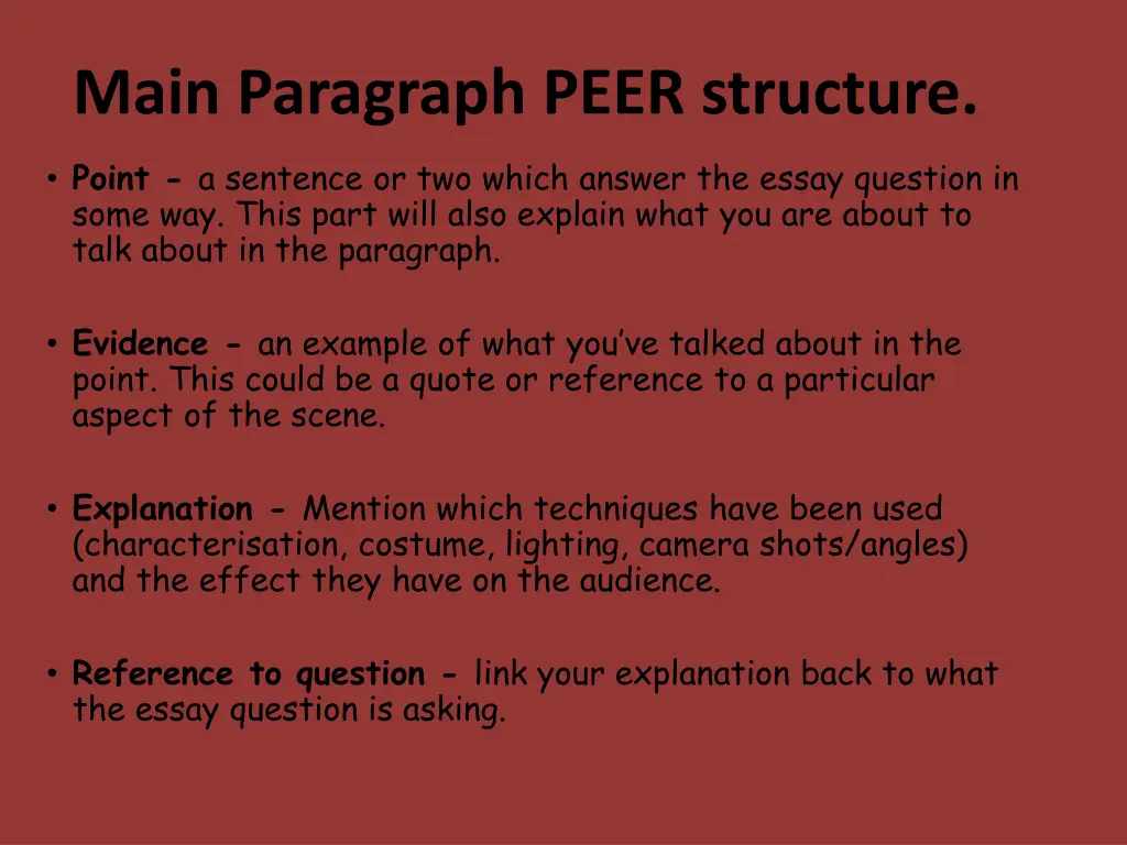 main paragraph peer structure