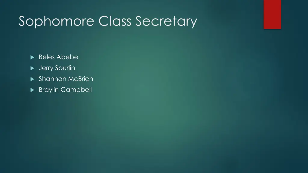 sophomore class secretary