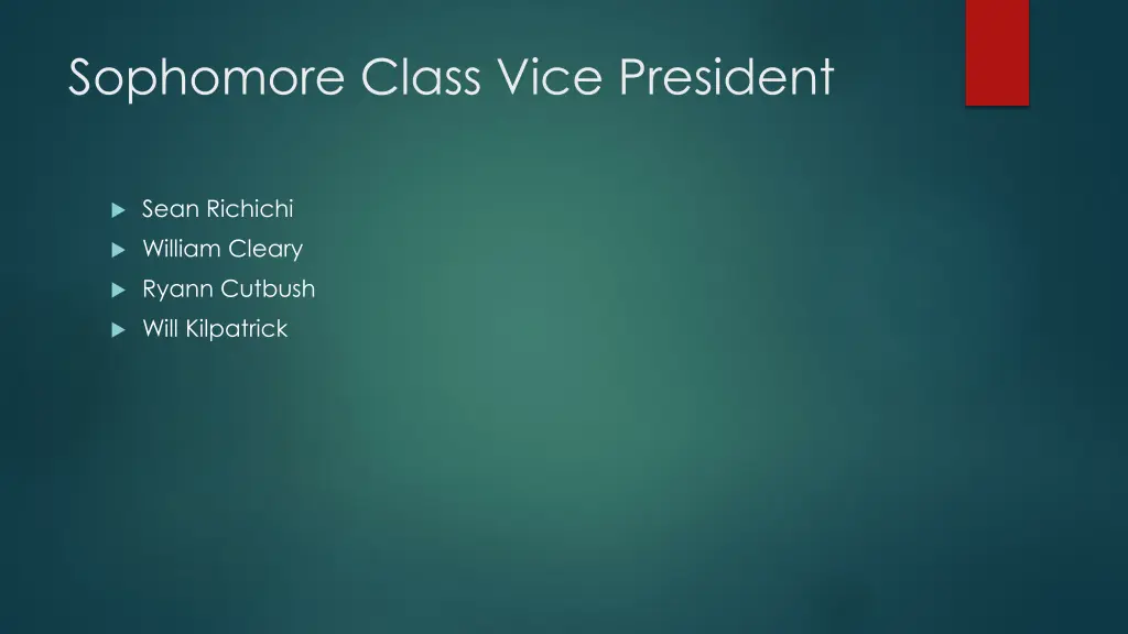 sophomore class vice president