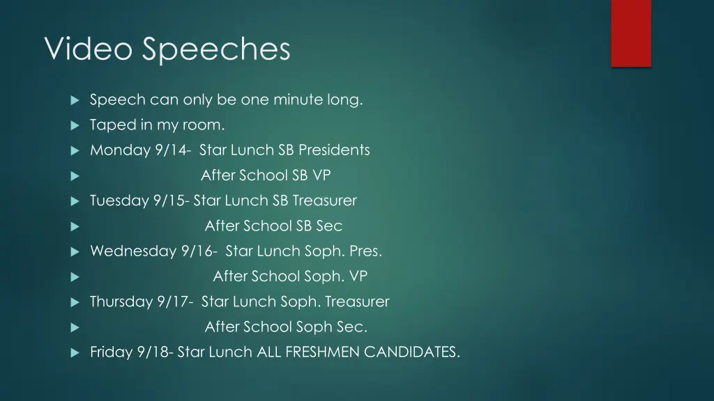 video speeches