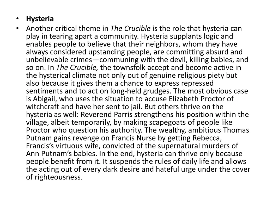 hysteria another critical theme in the crucible