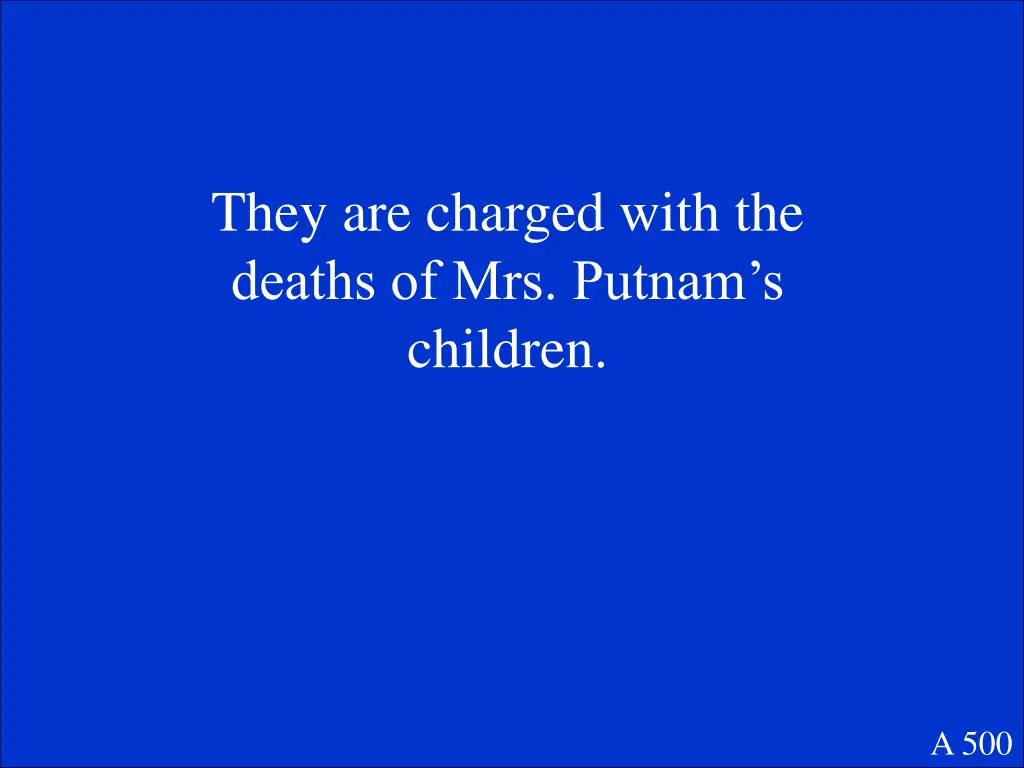 they are charged with the deaths of mrs putnam