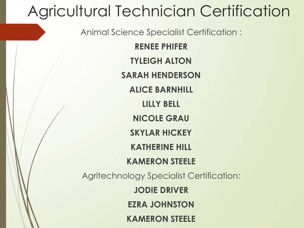 agricultural technician certification 1