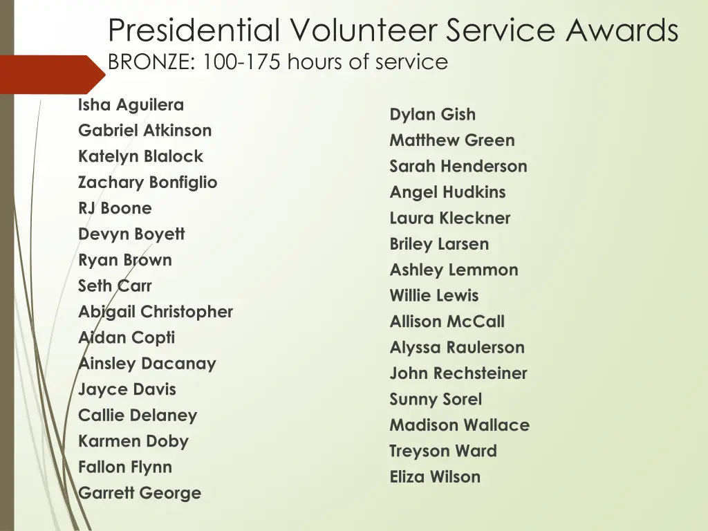 presidential volunteer service awards bronze