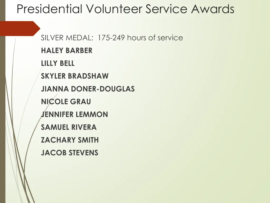 presidential volunteer service awards