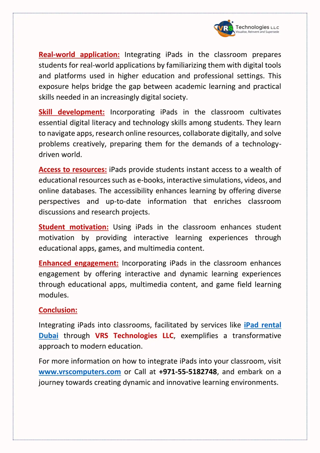 real world application integrating ipads