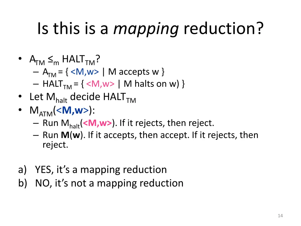 is this is a mapping reduction