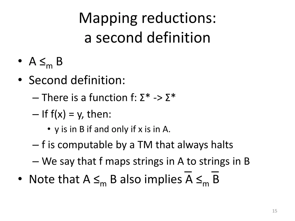 mapping reductions a second definition