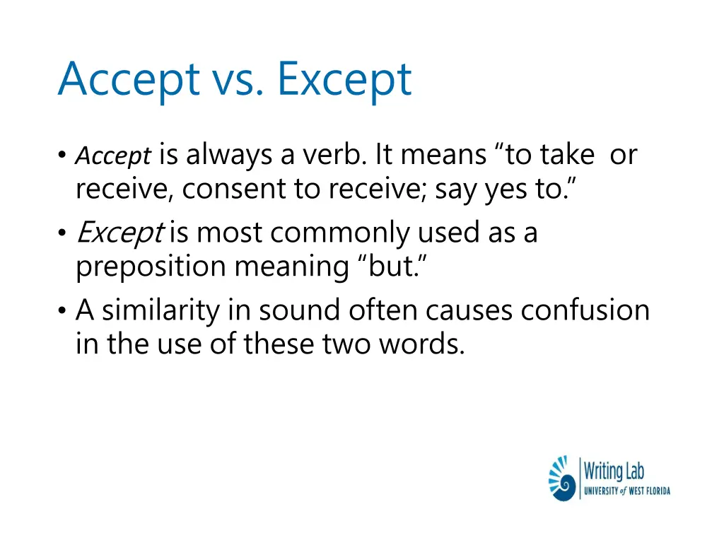 accept vs except