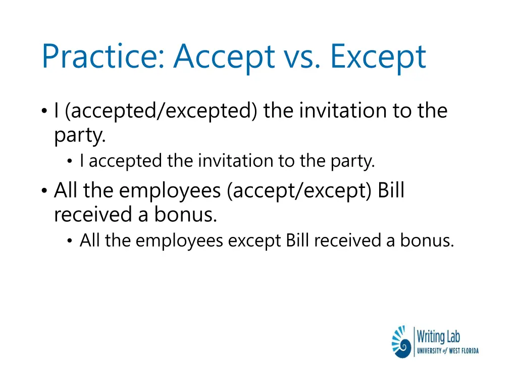 practice accept vs except