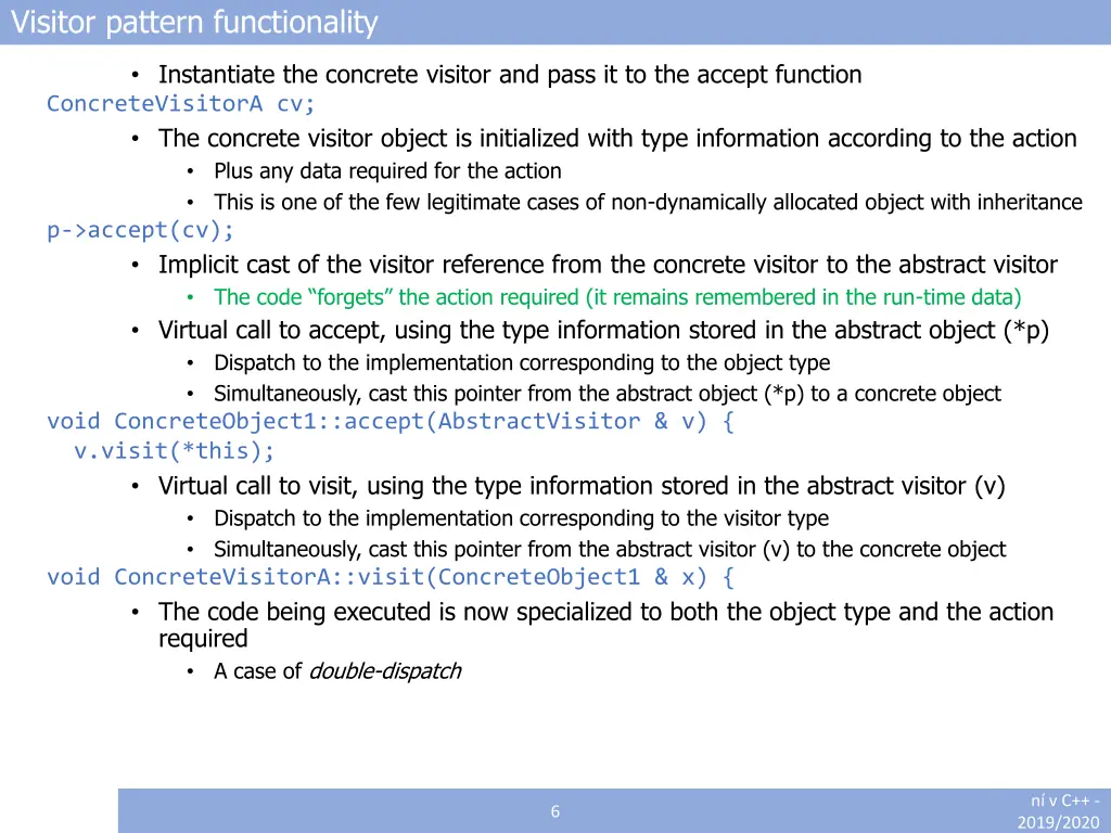 visitor pattern functionality