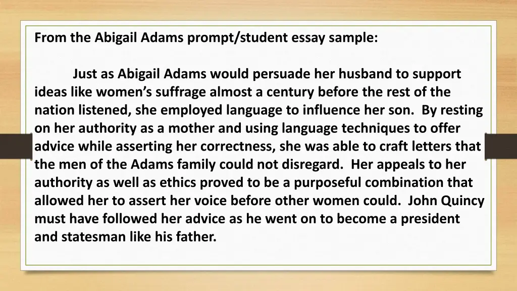 from the abigail adams prompt student essay sample