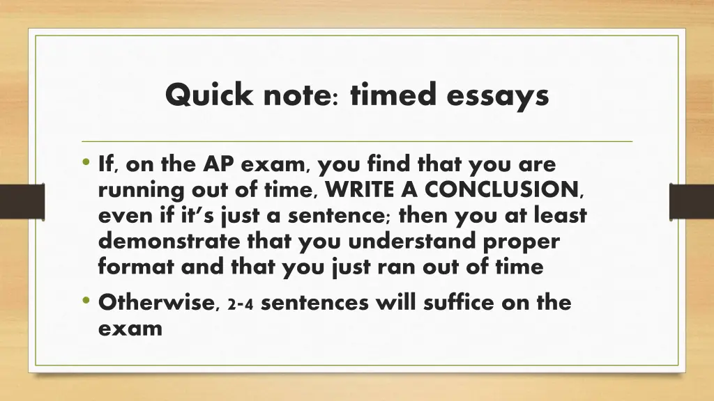 quick note timed essays