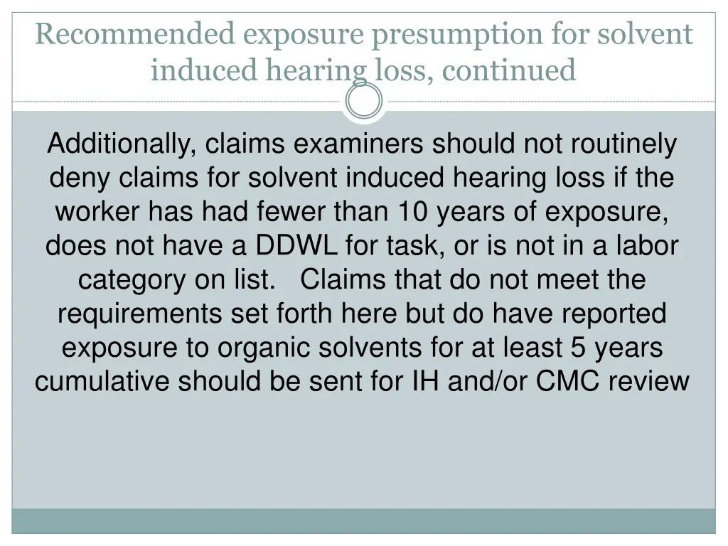 recommended exposure presumption for solvent 1