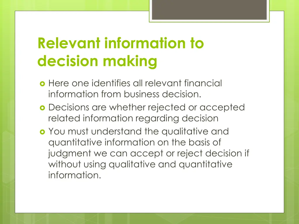 relevant information to decision making