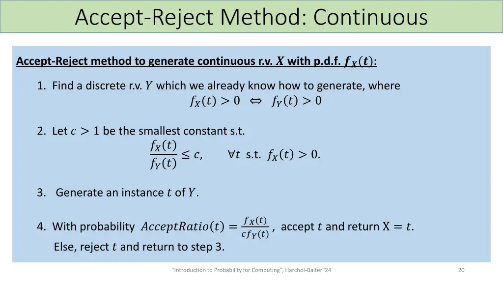 accept reject method continuous