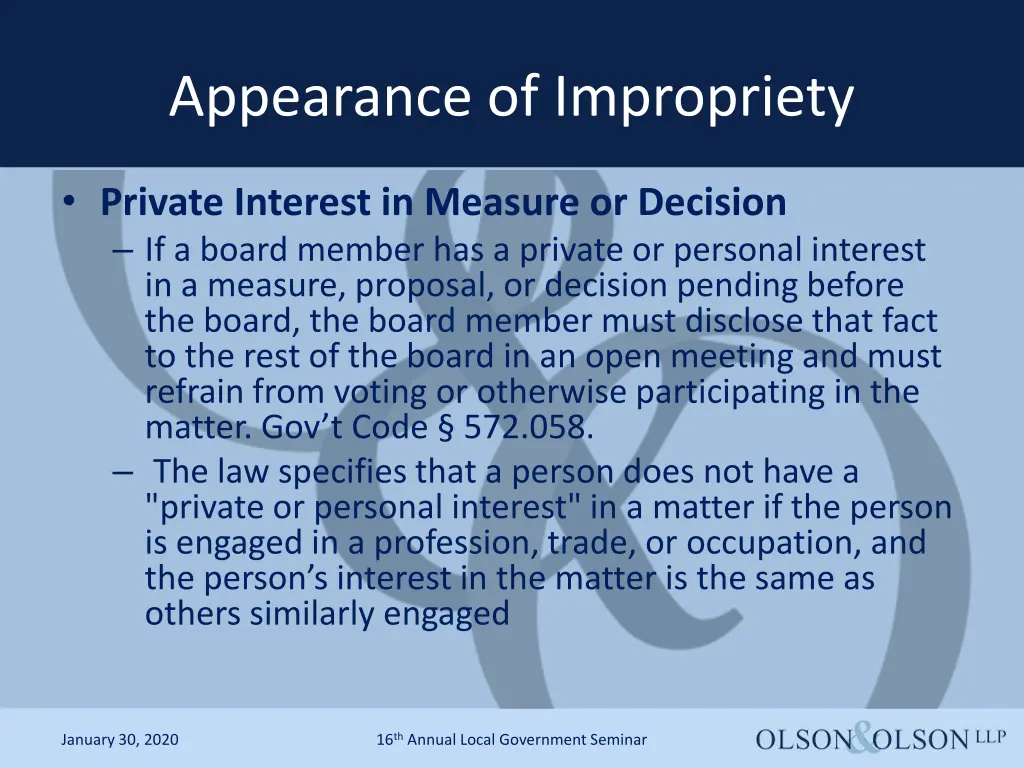 appearance of impropriety