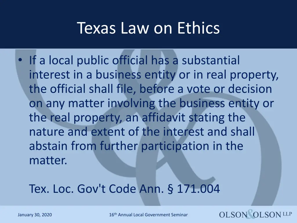 texas law on ethics