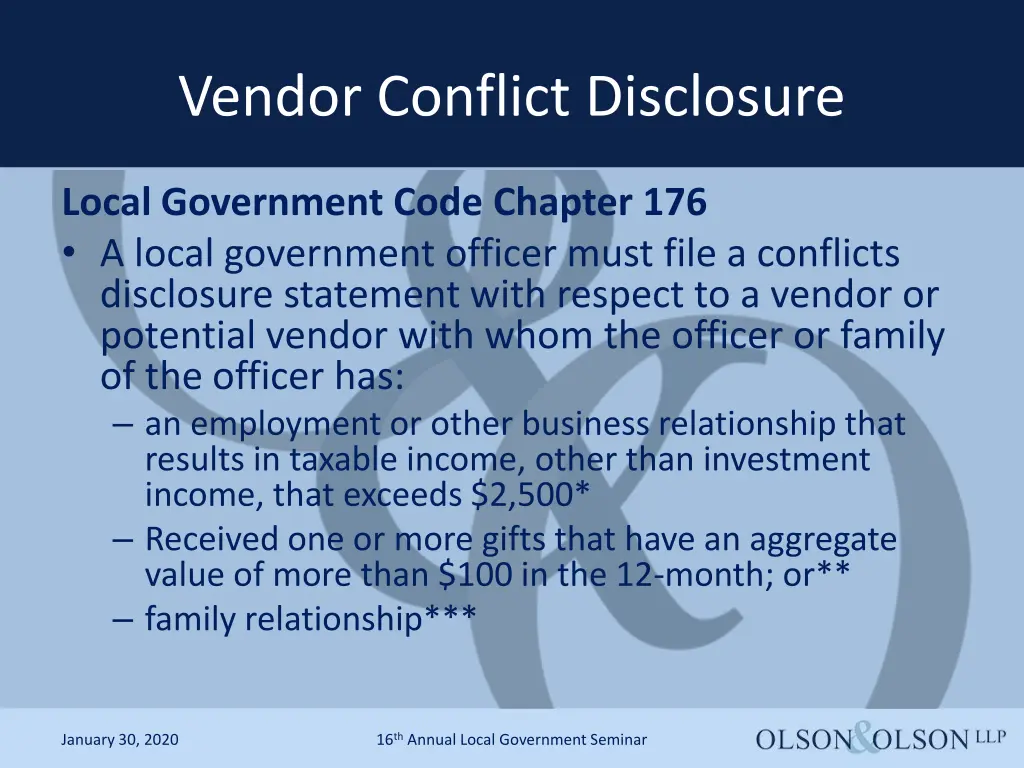 vendor conflict disclosure