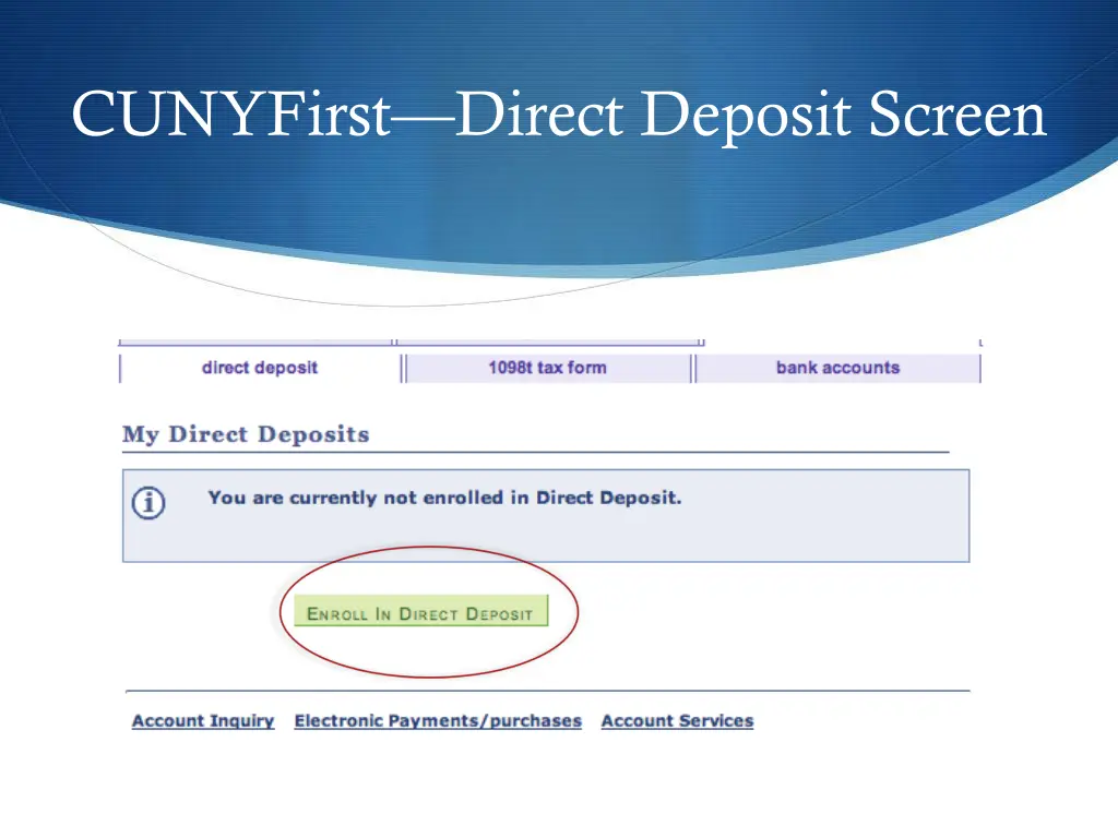 cunyfirst direct deposit screen