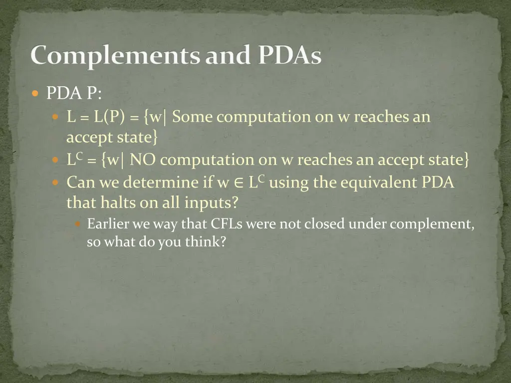 complements and pdas