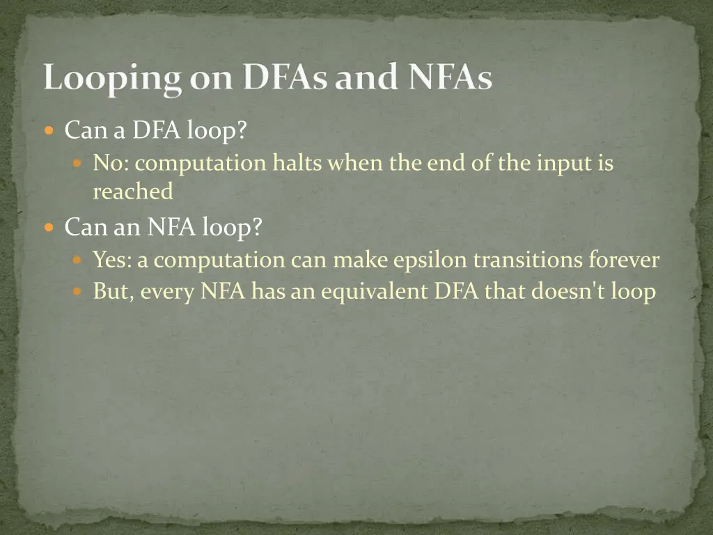 looping on dfas and nfas