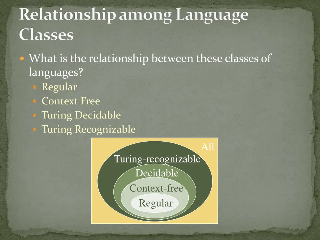 relationship among language classes