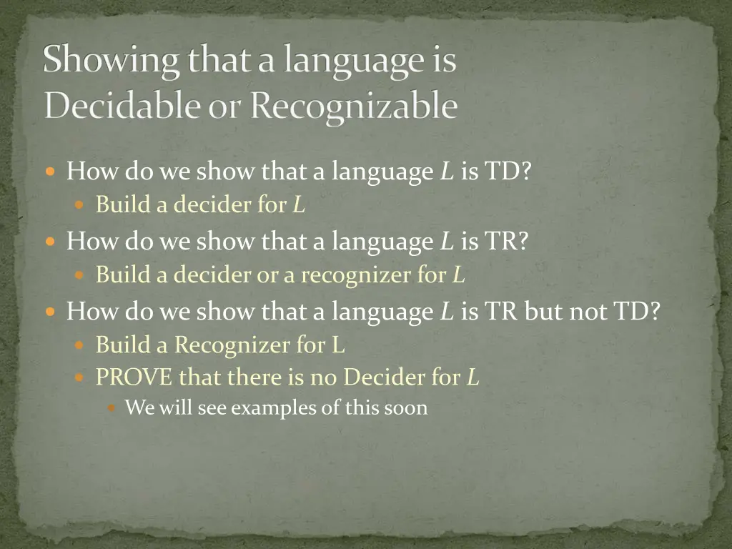 showing that a language is decidable